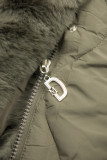 Jachetă de iarnă matlasată pentru femei, cu șnur în talie khaki