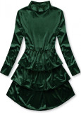 Rochie verde din catifea cu volane