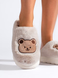 Papuci de blană bej chiaro TEDDY