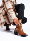 Botine maro elegante cu cataramă