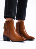 Botine maro elegante cu cataramă