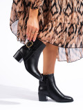 Botine negre elegante cu cataramă