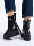 Botine chelsea cu toc gros