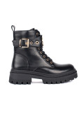 Botine negre pentru femei cu curea decorativă