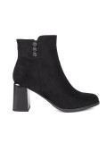 Botine negre din zamsz cu toc gros