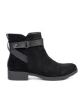 Botine negre din suede cu curea decorativă