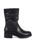 Botine damă din piele neagră căptușite