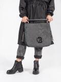 Botine negre din piele cu toc și cataramă decorativă