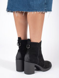 Botine negre din piele cu toc Sergio Leone