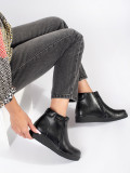 Botine negre din piele confortabile căptușite Sergio Leone