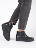 Botine negre din piele confortabile căptușite Sergio Leone