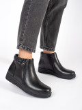 Botine negre din piele confortabile căptușite Sergio Leone
