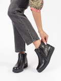 Botine negre din piele confortabile căptușite Sergio Leone