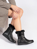 Botine negre din piele cu blană Sergio Leone