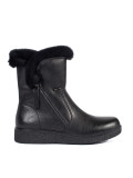 Botine negre din piele cu blană Sergio Leone