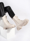 Ghete workery bej deschis cu accesorii decorative
