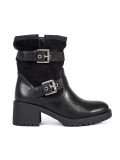 Botine negre pentru femei cu toc și catarame
