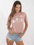 RUE PARIS Tricou roz cu imprimeu
