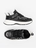 Sneakers negri cu inserții decorative