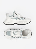 Sneakers alb-verzi cu inserții decorative
