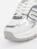Sneakers albi cu detalii argintii