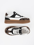Sneakers alb-negru cu detalii de panteră
