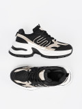 Sneakers negri cu detalii aurii