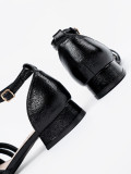 Sandale elegante negre cu toc mic