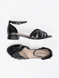 Sandale elegante negre cu toc mic