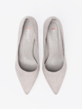 Pantofi stiletto gri din imitație de velur