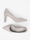 Pantofi stiletto gri din imitație de velur
