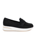Mocasini negri din suede pe platformă