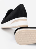 Mocasini negri din suede pe platformă