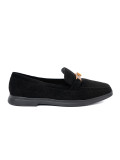 Mocasini negri din suede cu decor elegant auriu