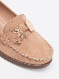 Pantofi bej cu toc din suede