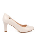 Pantofi bej cu toc gros Sergio Leone