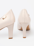 Pantofi bej cu toc gros Sergio Leone