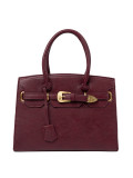 Geantă bordo cu cataramă decorativă de culoare aurie