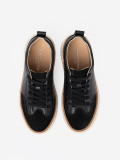 Sneakers negri din piele pe platformă bej