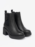 Botine elegante negre cu inserție elastică