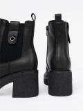 Botine elegante negre cu inserție elastică