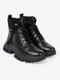 Botine negre cu talpă masivă și fermoar
