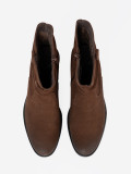 Botine din piele maro cu guler plisat Sergio Leone
