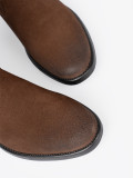 Botine din piele maro cu guler plisat Sergio Leone