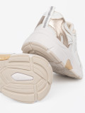 Sneakersi albi cu detalii bej-aurii