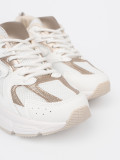 Sneakersi albi cu detalii bej-aurii