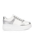 Sneakersi alb-argintii cu detalii strălucitoare