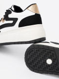 Sneakersi negri-albi cu detalii aurii