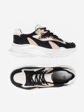 Sneakersi negri și bej cu talpă groasă