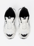 Sneakersi confortabili alb-negru cu plasă